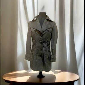 Miss London Size Small Button down Black lightweight trench jacket